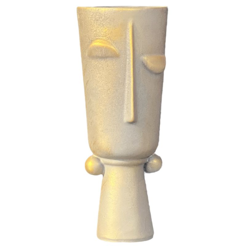 patina polyester vase, Egyptian face style